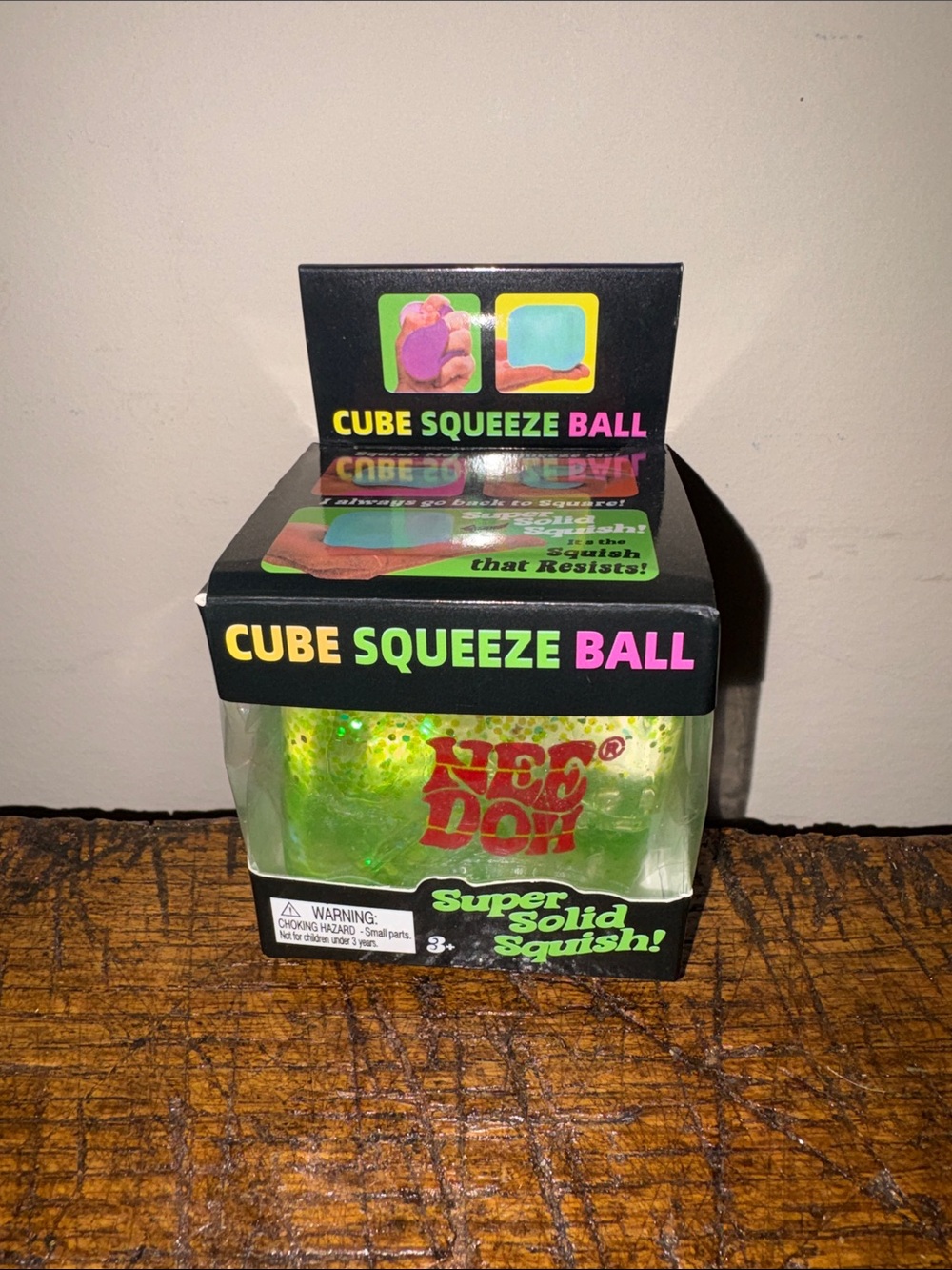 Neon Green Cube Squeeze Ball - Super Solid Squish